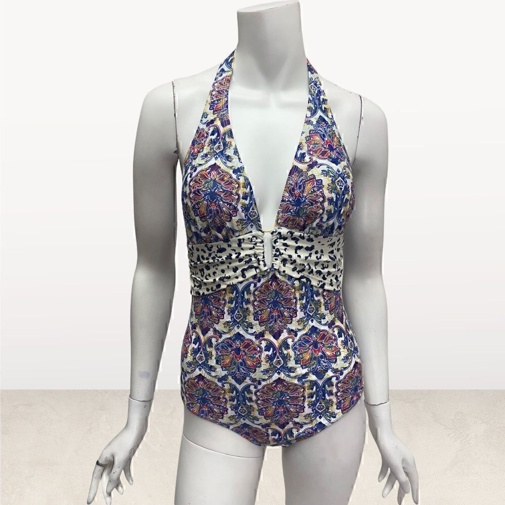 Nicole Miller Mixed Print One Piece Swimsuit